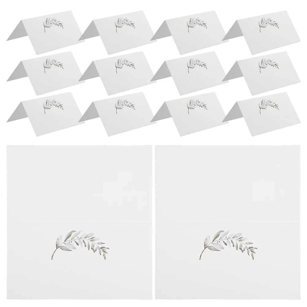 

50pcs Seat Folding Place Cards Banquet Table Setting Guest Name Tags Watercolor Greenery Design Paper for Receptions