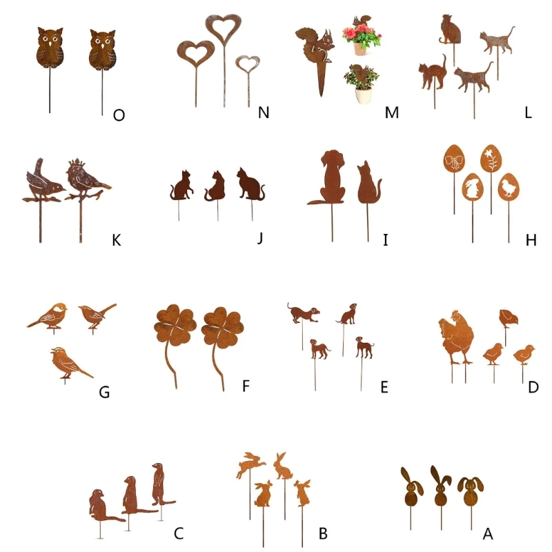 Metal Rusted Animals Garden Stakes Art Crafts Statues Backyard Lawn Garden Yard Sidewalks Outdoor Backyard Decorations