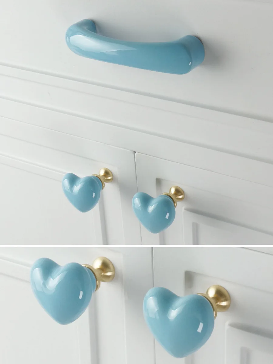 Children's Room Cabinet Door Handle Cute Love Cabinet Drawer Handle Macaron Color Clothing Cabinet Ceramic