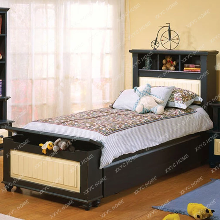 Customized Cartoon American Furniture Children's Bed Boy Solid Wood Single Bed Multifunctional Storage Double Bed