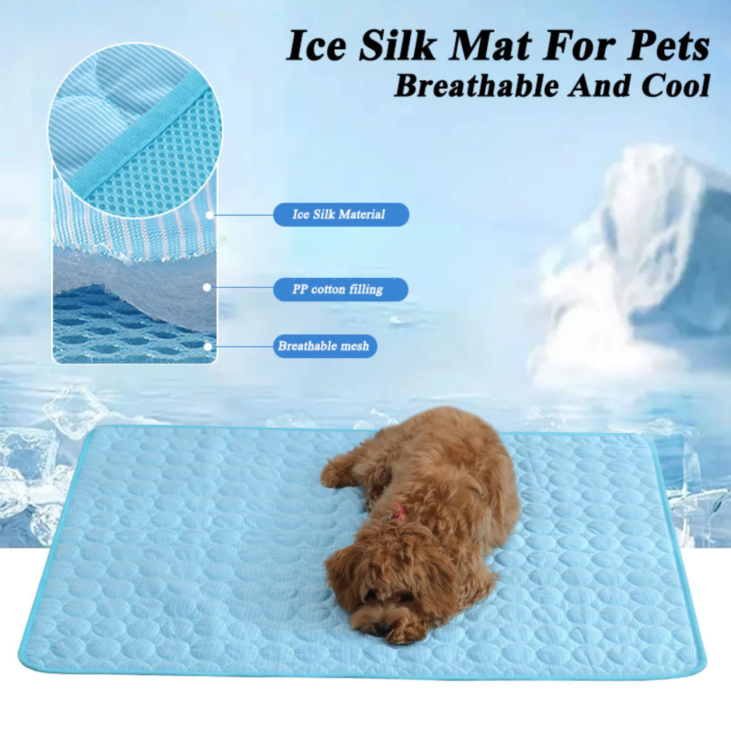 Breathable Cooling Summer Dog Mat - Comfortable Washable Pet Bed Blanket Sofa for Cats and Dogs - Soft and Durable Pet Supplies 