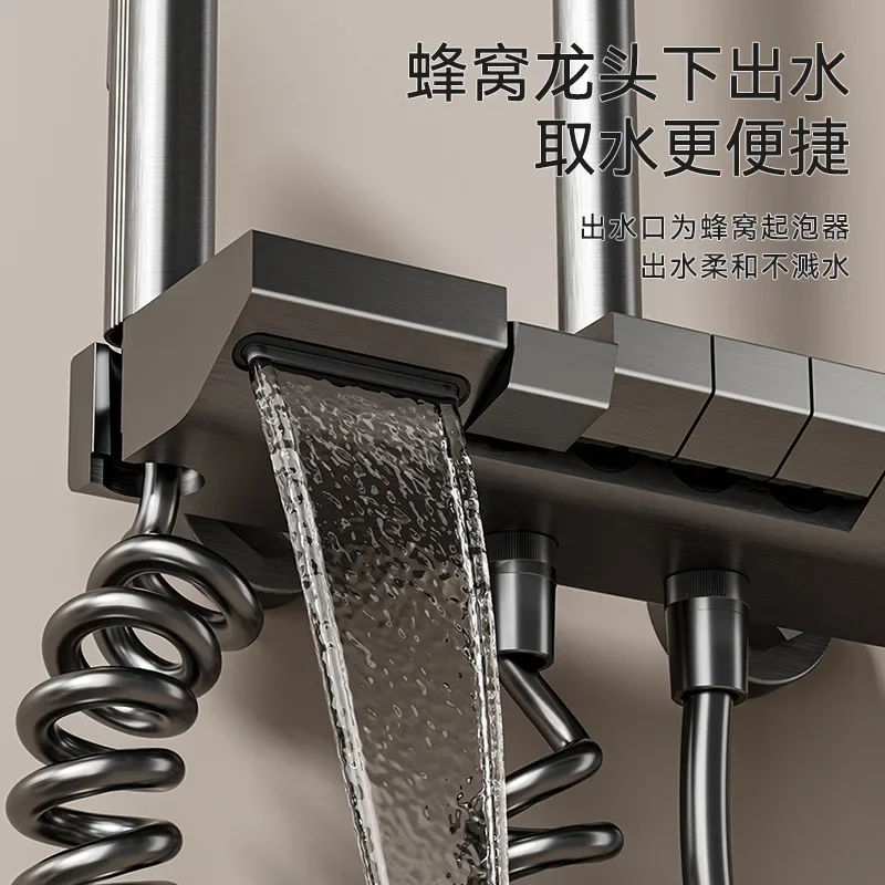 Hot and cold piano buttons digital display bathroom shower full set space aluminum bathroom shower cover