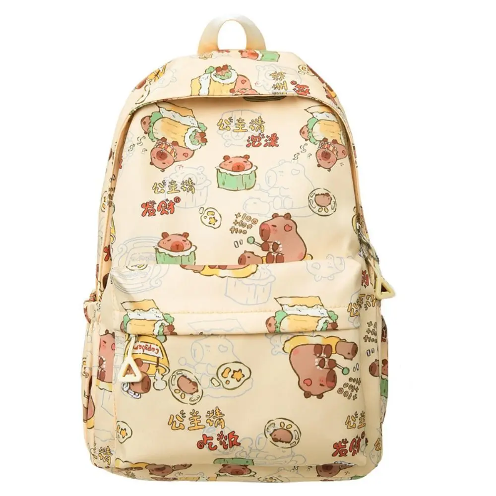 Kawaii Cartoon Capybara Backpack Funny Large Capacity Capybara School Bag Nylon Handbag Student Laptop Bag