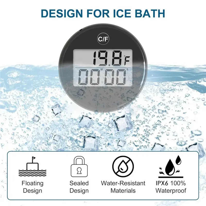 AINY-Water Bath Thermometer Small Floating Waterproof Ice Bath Thermometer With LCD Display Waterproof Cold Plunge