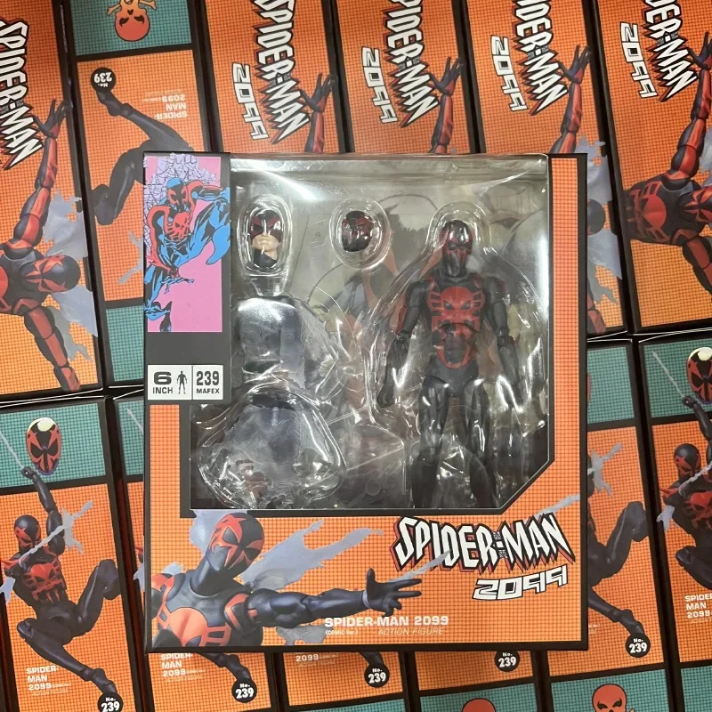 

In Stock Ko Spiderman Action Figure Mafex 239 Spiderman 2099 Comic Version Anime Figures Collection Model Doll Toys Gift