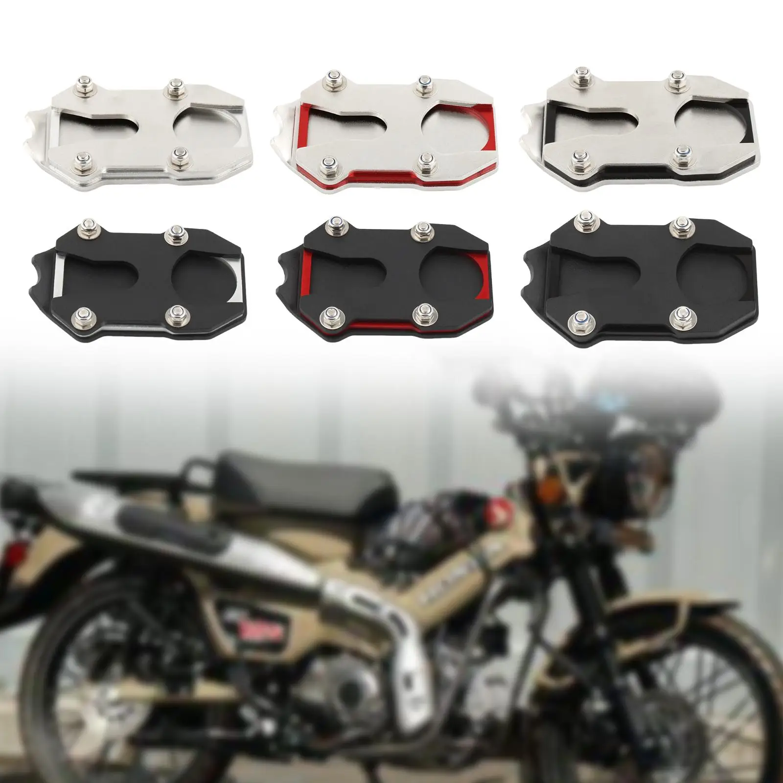 

Motorcycle Kickstand Pad Enlarger Support Plate, Easily Install Reliable Foot Side Stand Extension Pad for ct125