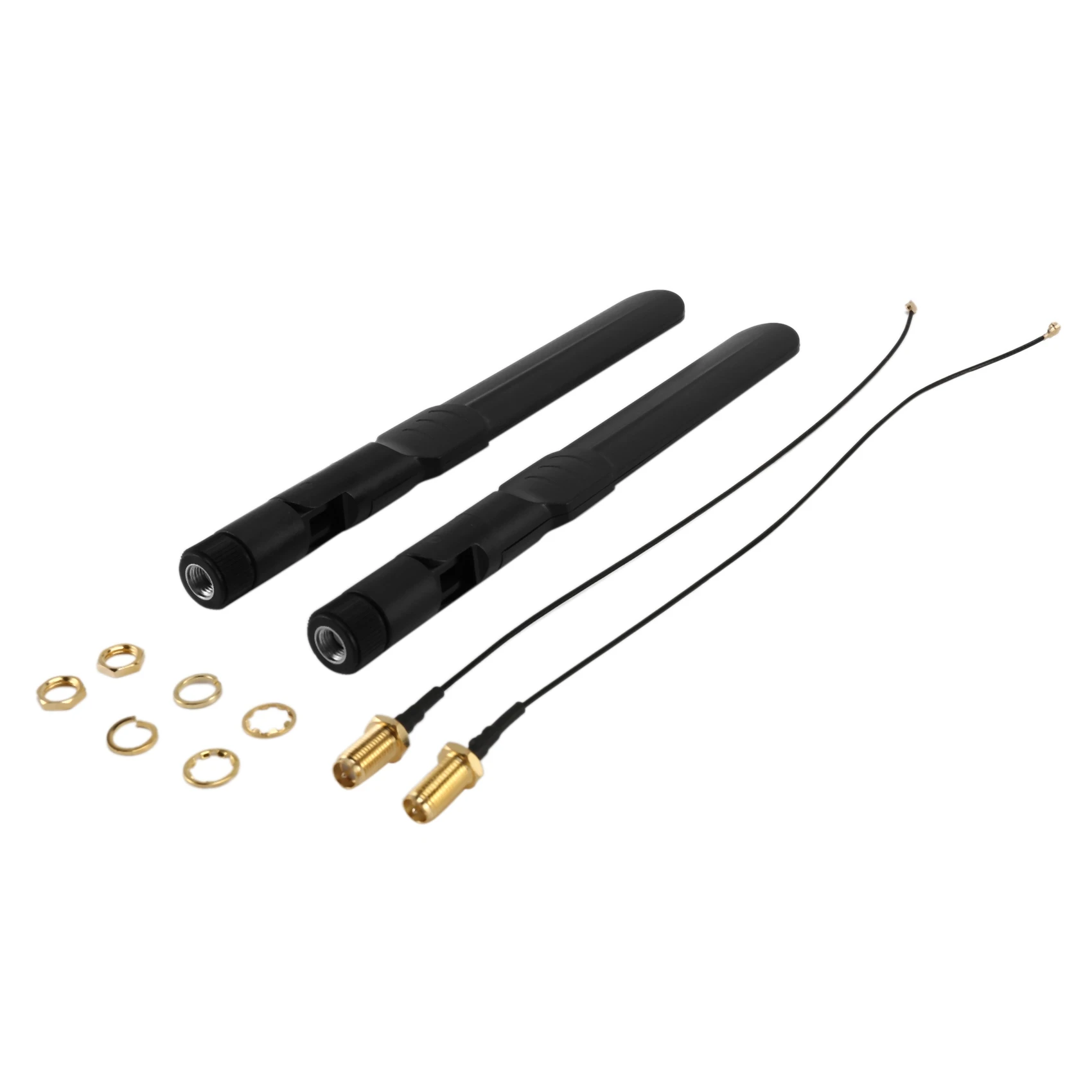 Fits for Dual Band WiFi 2.4GHz 5GHz 5.8GHz 8DBi RP-SMA Male Antenna & 20cm 8 Inch U.FL to RP-SMA Female Pigtail Cable 2-Pack