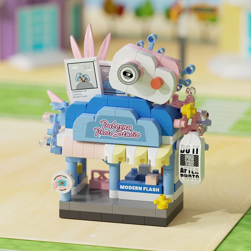 Bausteinset für Straßenszenenladen, kreatives Mini-Straßenszenenmodell, geeignet für Desktop-Display und Sammlung.