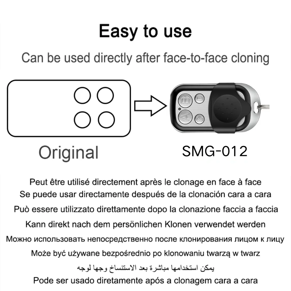 รีโมทคอนโทรลแบบคัดลอกสัญญาณ 433Mhz สำหรับประตูโรงรถ 4 ปุ่ม รีโมทคอนโทรล RF 433.92MHz