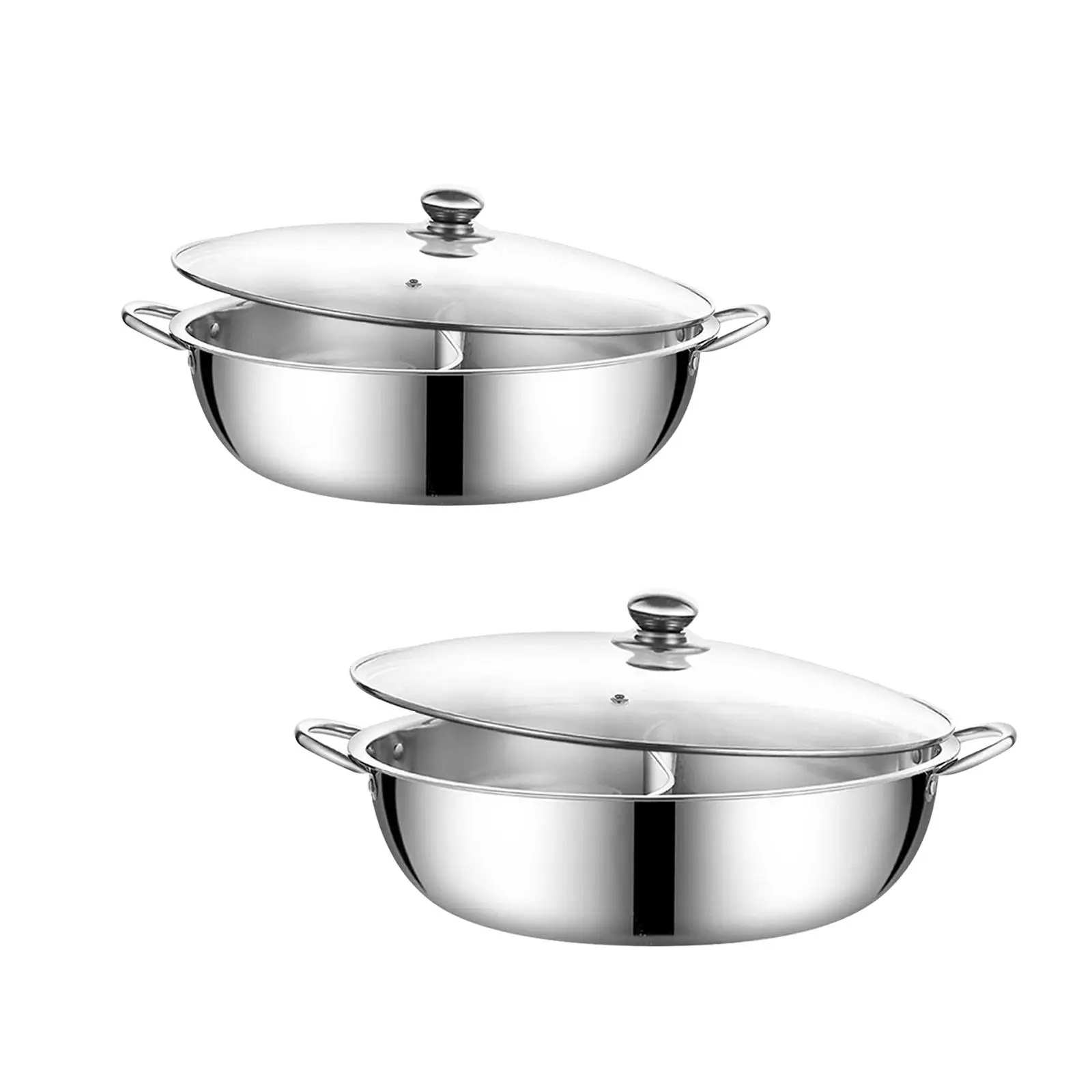 Stainless Steel Shabu Hot Pot Divided Hot Pot Pan with Divider Chinese Dual Sided Pot Double Flavor Hotpot for Camping Home