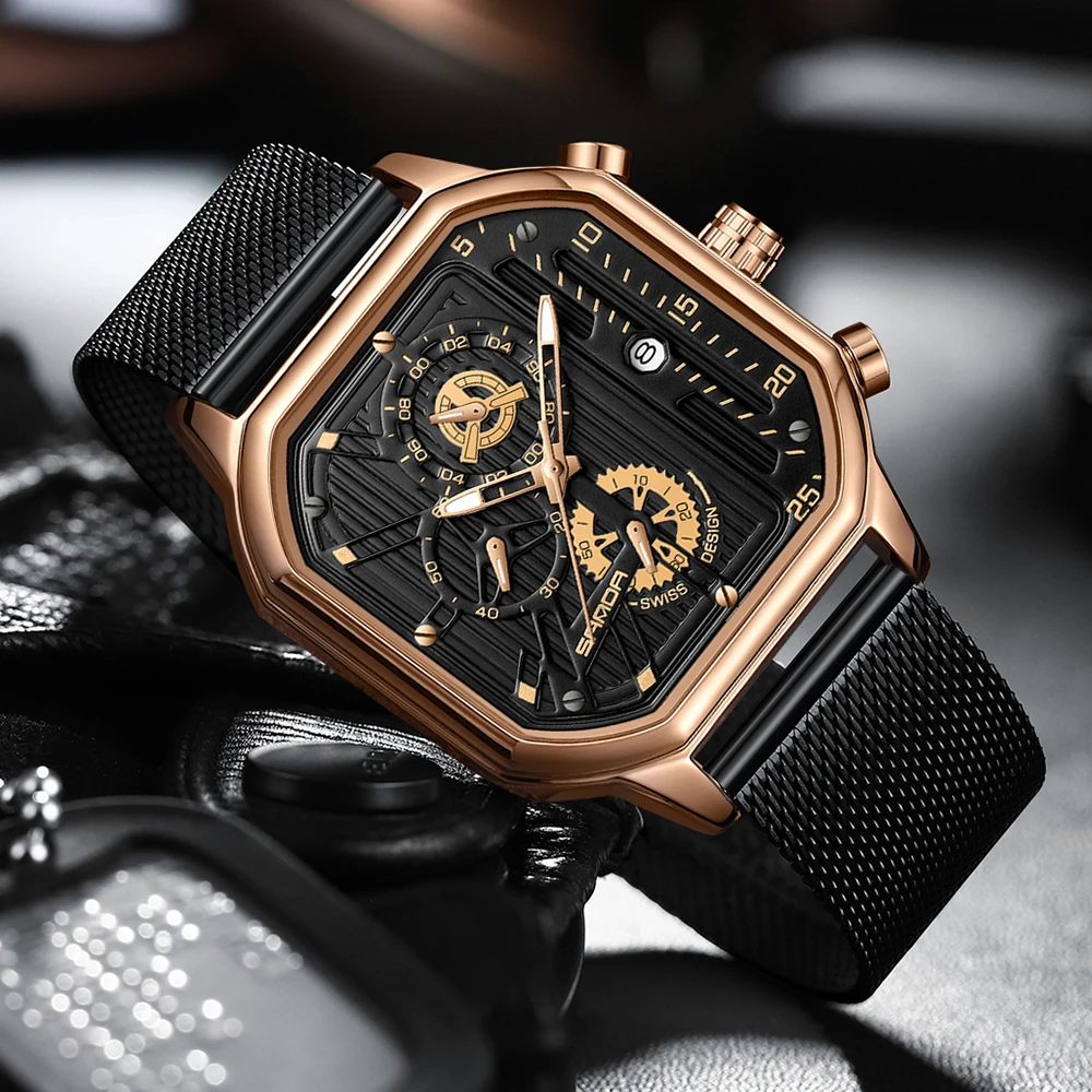 Customed Luxury Pagani Designs Mens Watches Tonneau Skeleton Quartz Watch for Men Waterproof Square Wristwatches Reloj Hombre