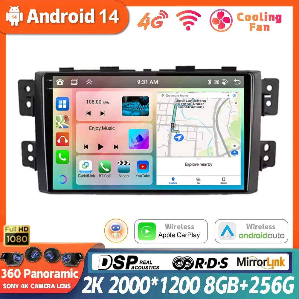 

Android 14 For Kia Borrego Mohave 2008-2012 DSP Car Radio Stereo Carplay Multimedia Video Player GPS Navigation QLED 360 Camera