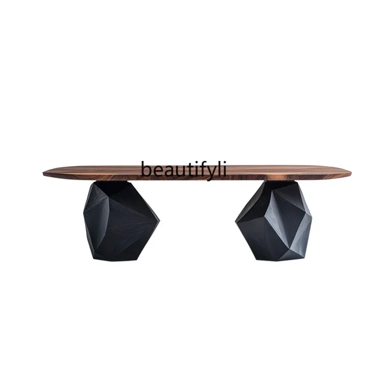 

Nordic artists use rectangular modern simple solid wood dining table design creative furniture53