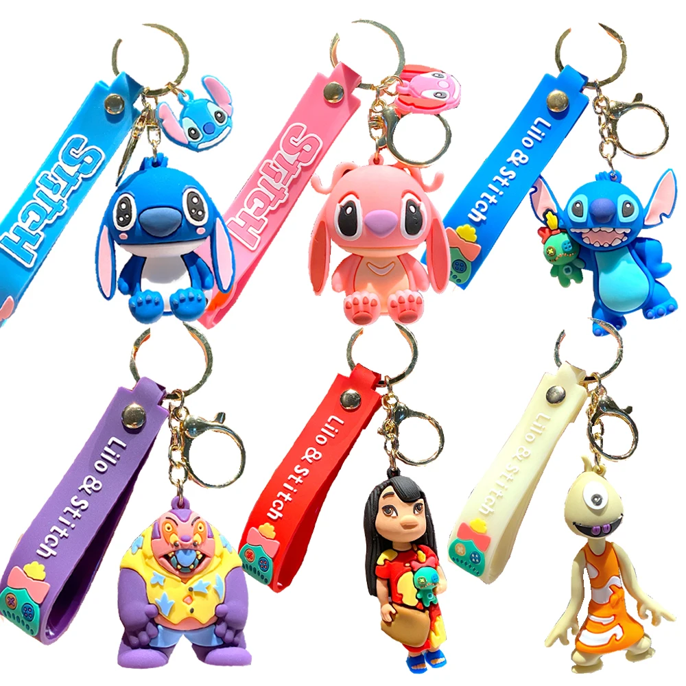 

Disney Genuine Stitch Angel Lilo Wendy.Pleakley Jumba Jookiba Doll Keychain Couple Pendant Backpack Car Keys Decorative Pendant