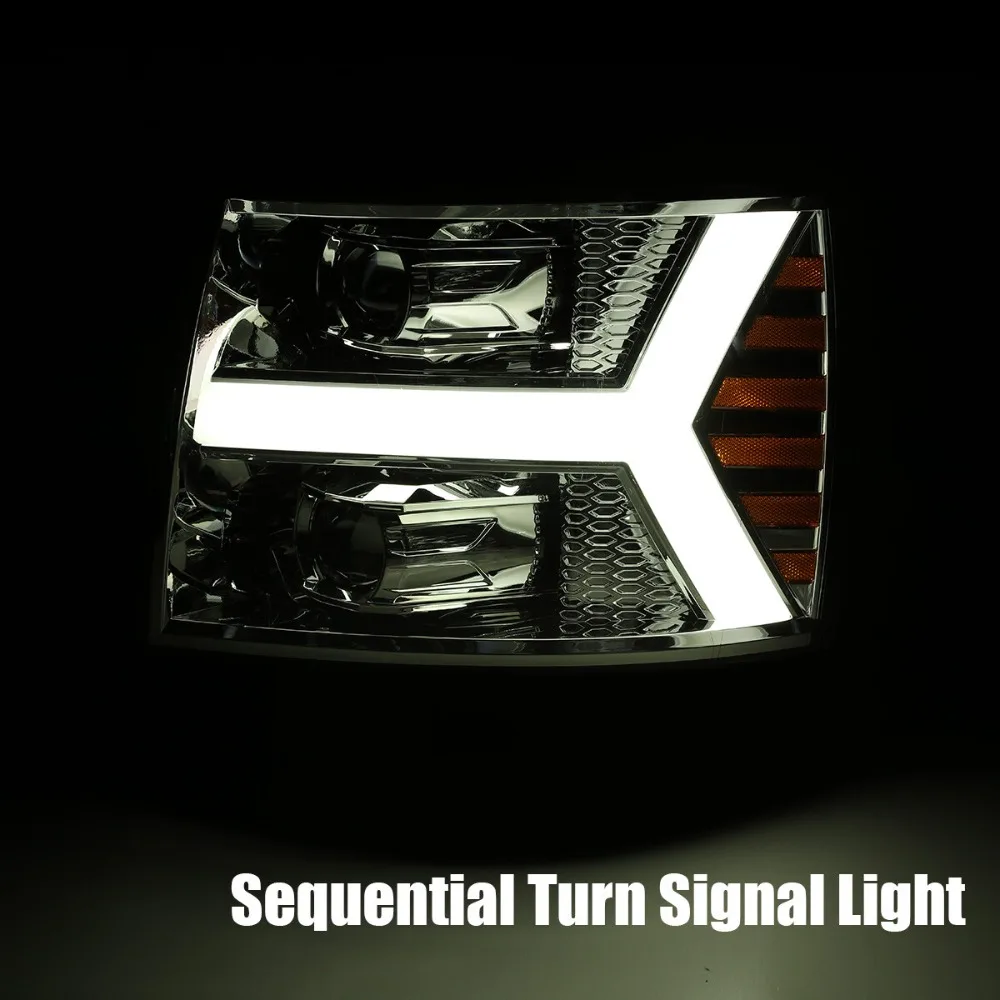 Fit 2007-2013 Chevrolet Silverado LUXX-Series LED Projector Chrome Headlights
