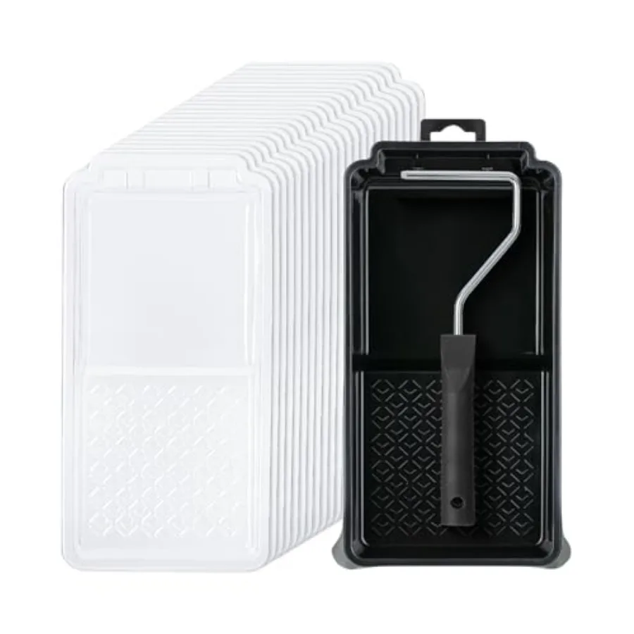 

Bates- 4 Inch Paint Tray Set, 22 pcs, 1x 4 Inch Paint Roller Tray, 20x Disposable Plastic Liners and 1x Roller Frame