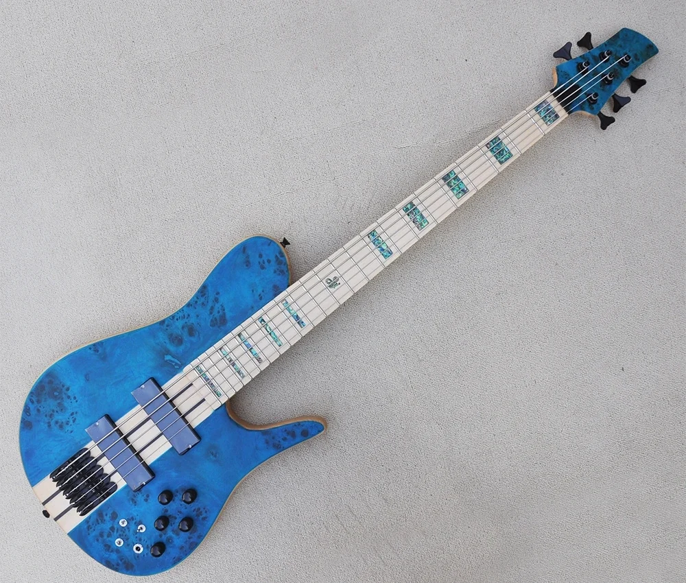 6 Strings Electric Bass Guitar with Black Hardware, Maple Neck,Satin Finish,Provide Customized Service