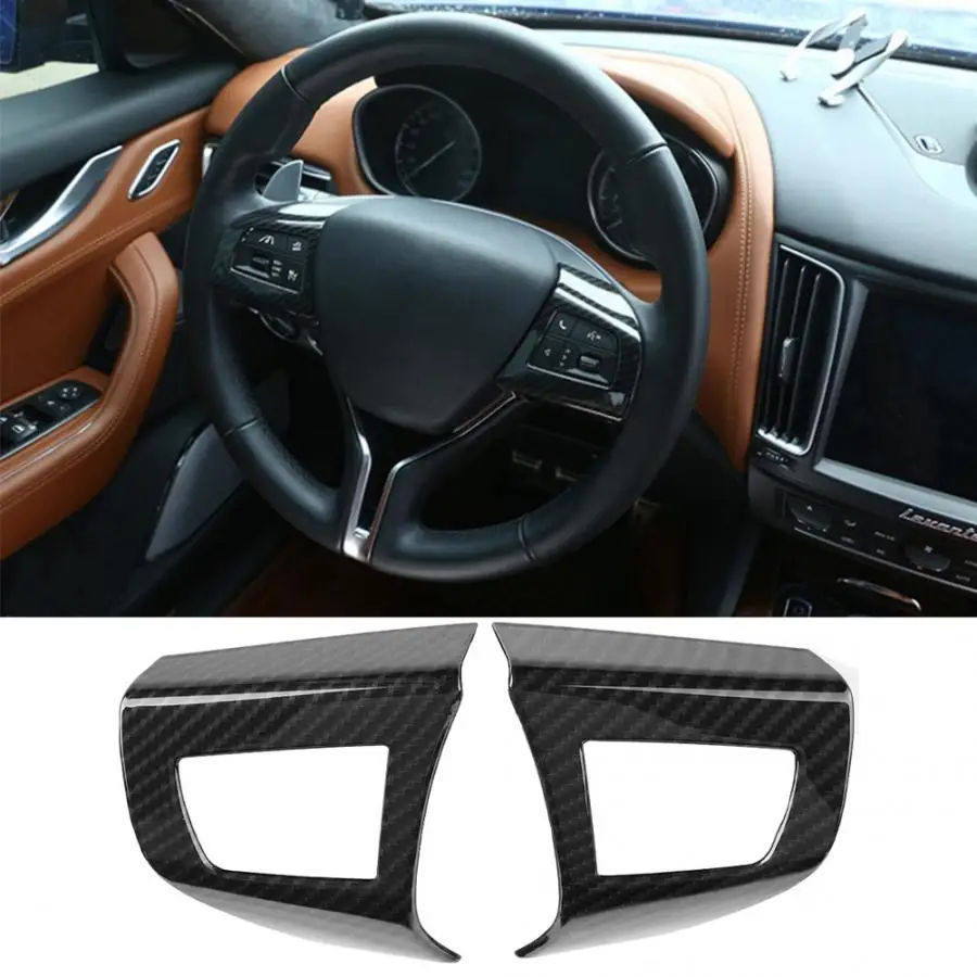 

2pcs Carbon Fiber Style Inner Steering Wheel Cover Trim Stickers for Maserati Levante 2017-2018 Car Accessories Interior New