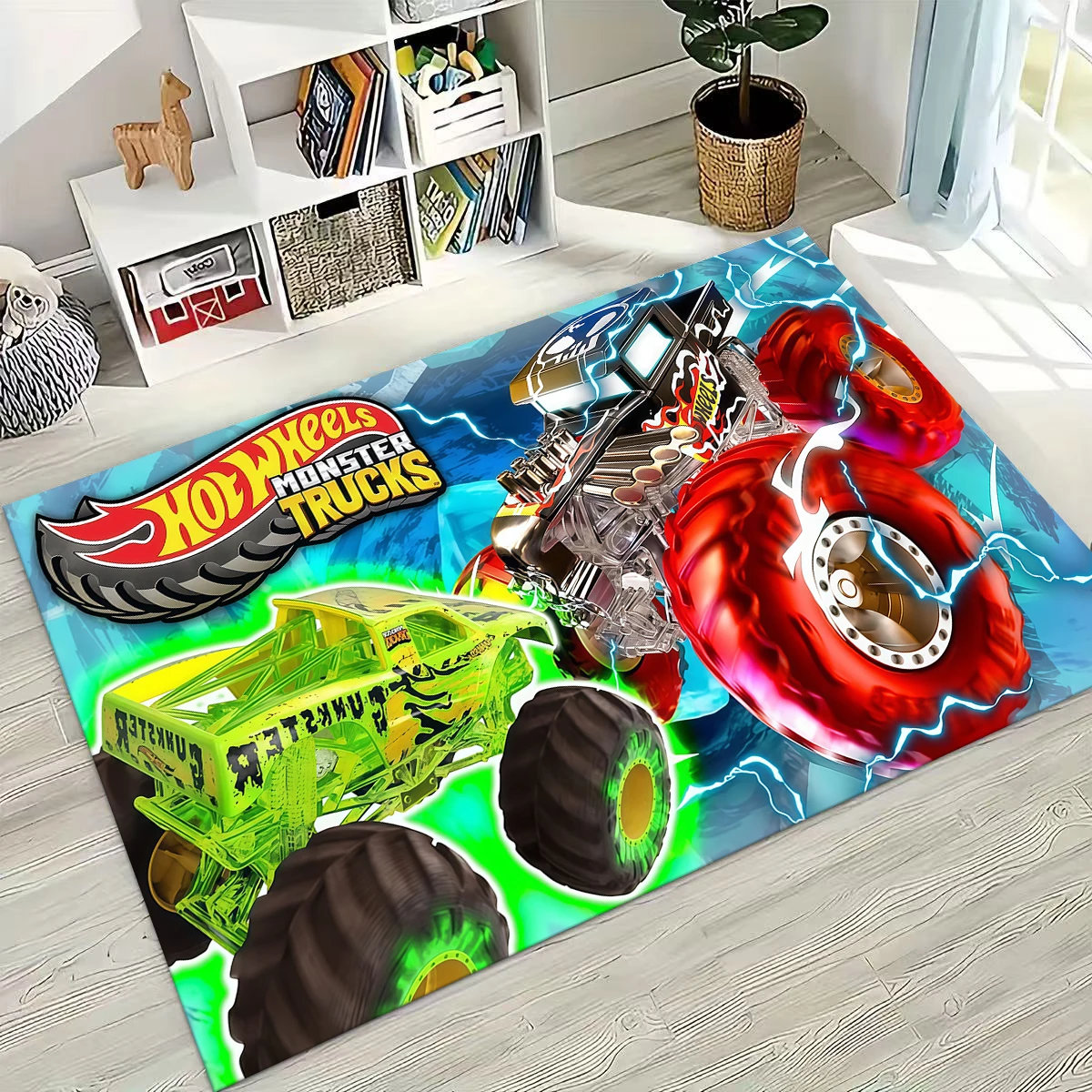 

Cartoon Hot Wheels Toy Racing Car Art Carpet Rug for Bedroom Living Room Sofa Home Doormat Decor,Large Non-slip Floor Mat