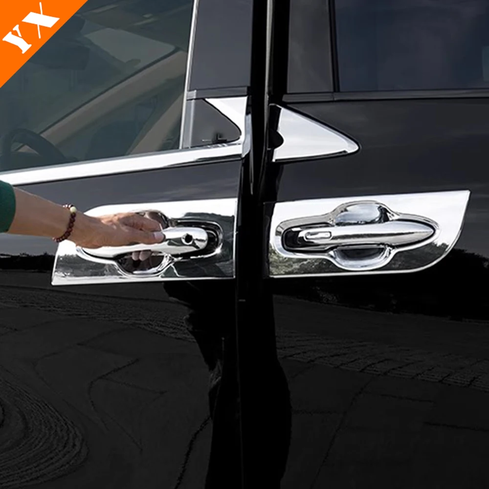

For Toyota ALPHARD 2024-2026 Accessories Carbon Chrome Black Car Door Knob Protector Door Handle Frame Trim Auto Handle Cover