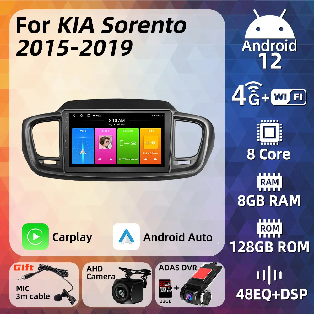 

Автомагнитола 2 Din, Android для KIA Sorento 2015-2019, мультимедийный экран, Gps-навигация, стерео плеер, автоголовное устройство Carplay, Wi-Fi