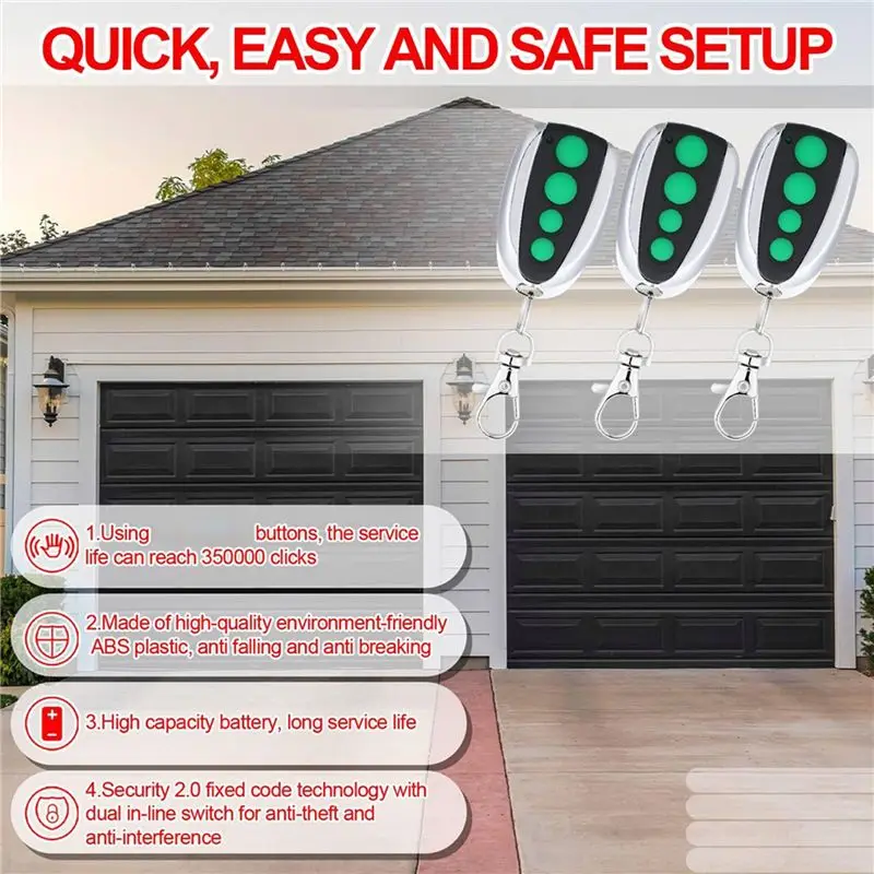 AA08-8 Pcs Garage Door Remote Control For TOPENS Garage Door Remote Transmitter For Automatic Swing Sliding Door Opener