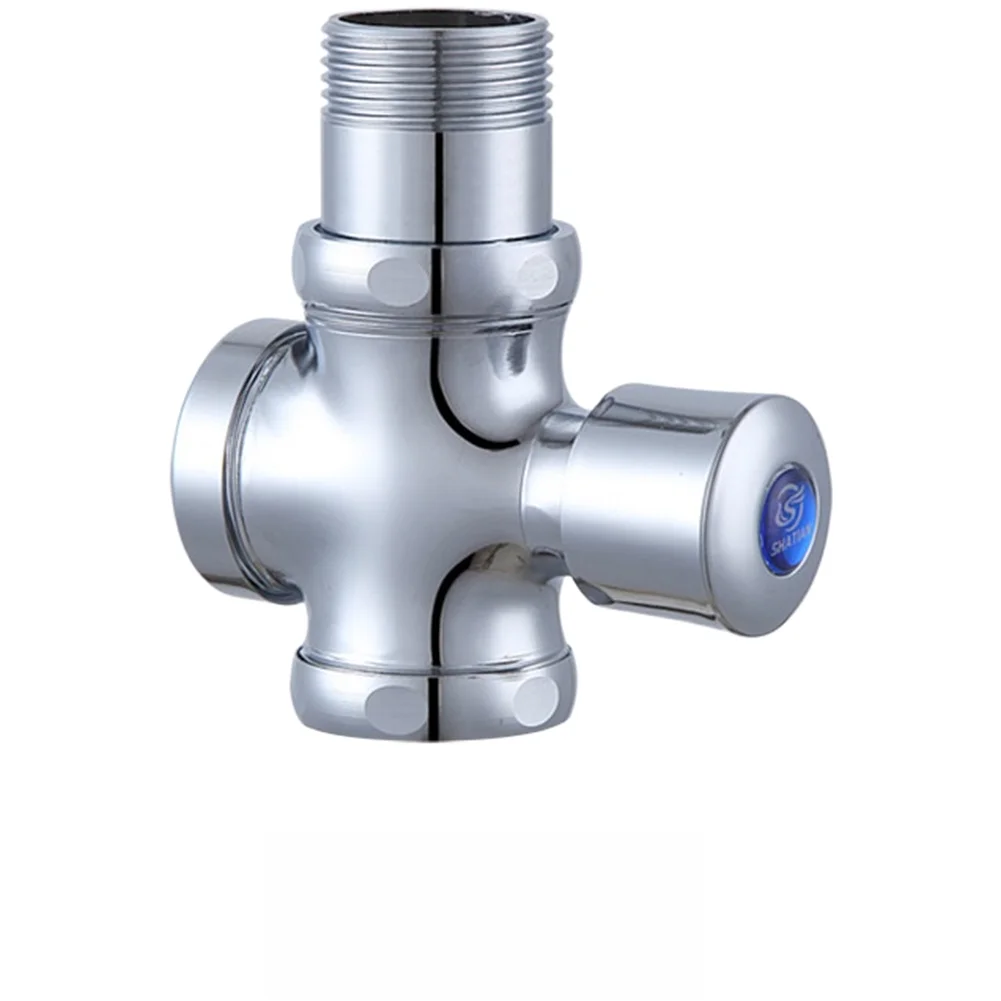 Copper Four Way Flush Valve for Squat Toilets with Push Button Operation and Factory-Calibrated Auto Return Delay
