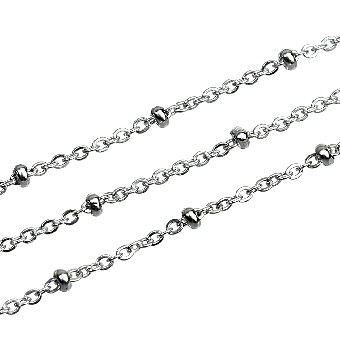 10Yard Stainless Steel Beads Chains Flat Cross Chain for Jewelry Making DIY Necklace Bracelet Accessories Handmade Ball Chain