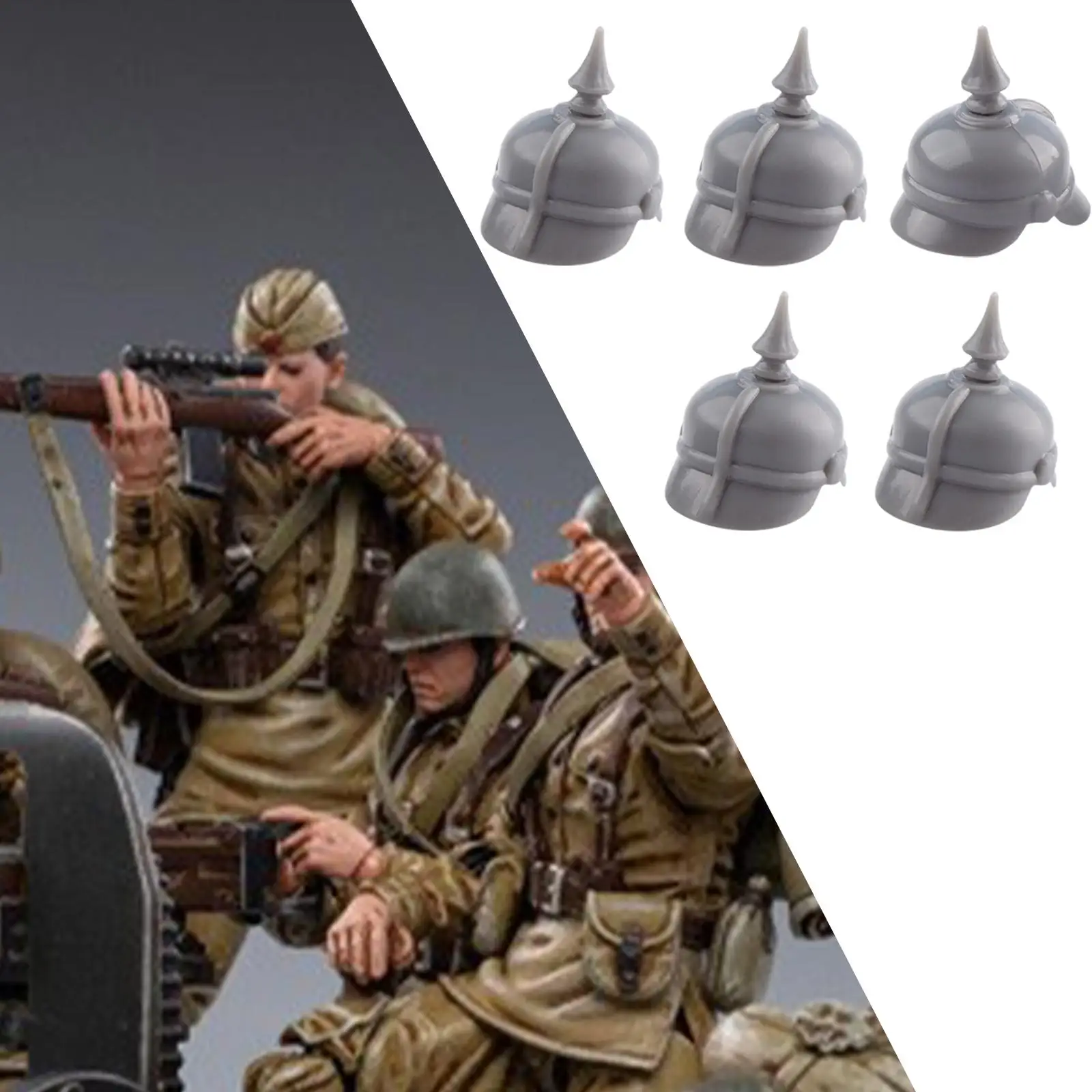 5x 1:6 Action Figures Helmet Germany Kids Toys Doll Decor WW1 Pointed Helmet Fashionable 12