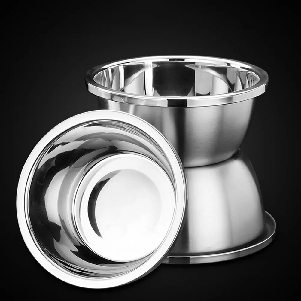 

Stainless Steel Mixing Bowl Reusable Egg Beating Food Storage Multi functional Baking Tool Round Bottom Pan Kitchen Ware