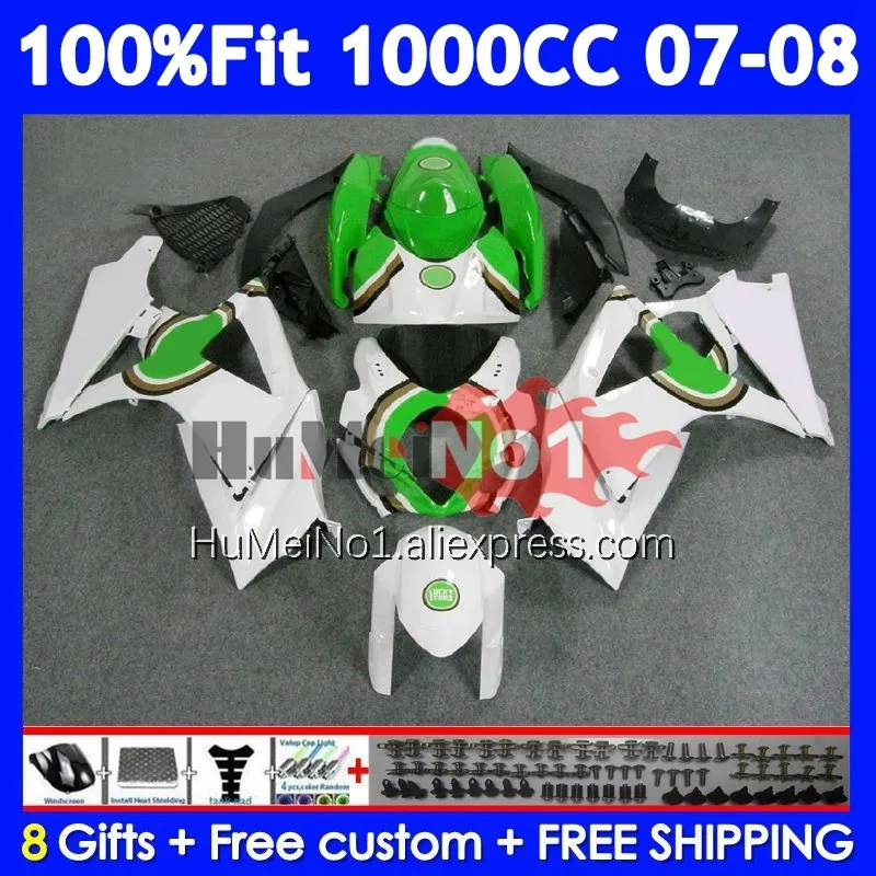 Injection Body For SUZUKI GSXR1000 K7 Lucky green GSX-R1000 GSXR 1000 CC 119No.37 GSXR-1000 GSX R1000 07 08 2007 2008 Fairings