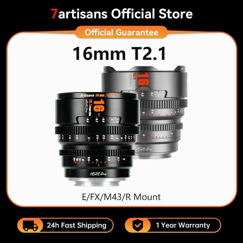 Lentes de Cine 7artisans 16mm T2.1 de Gran Apertura, Serie Hope Prime, Formato Completo, para Cámaras Sony E, Fuji FX, M4/3, Canon RF