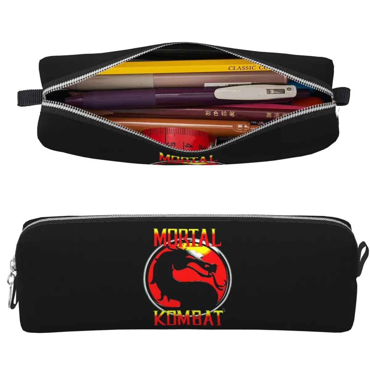 Cartoon Mortal Kombat Federmäppchen, große Aufbewahrungstaschen für Stifte, Stiftbox für Jungen und Mädchen, Schule, Büro, Stiftetui, Kosmetiktasche