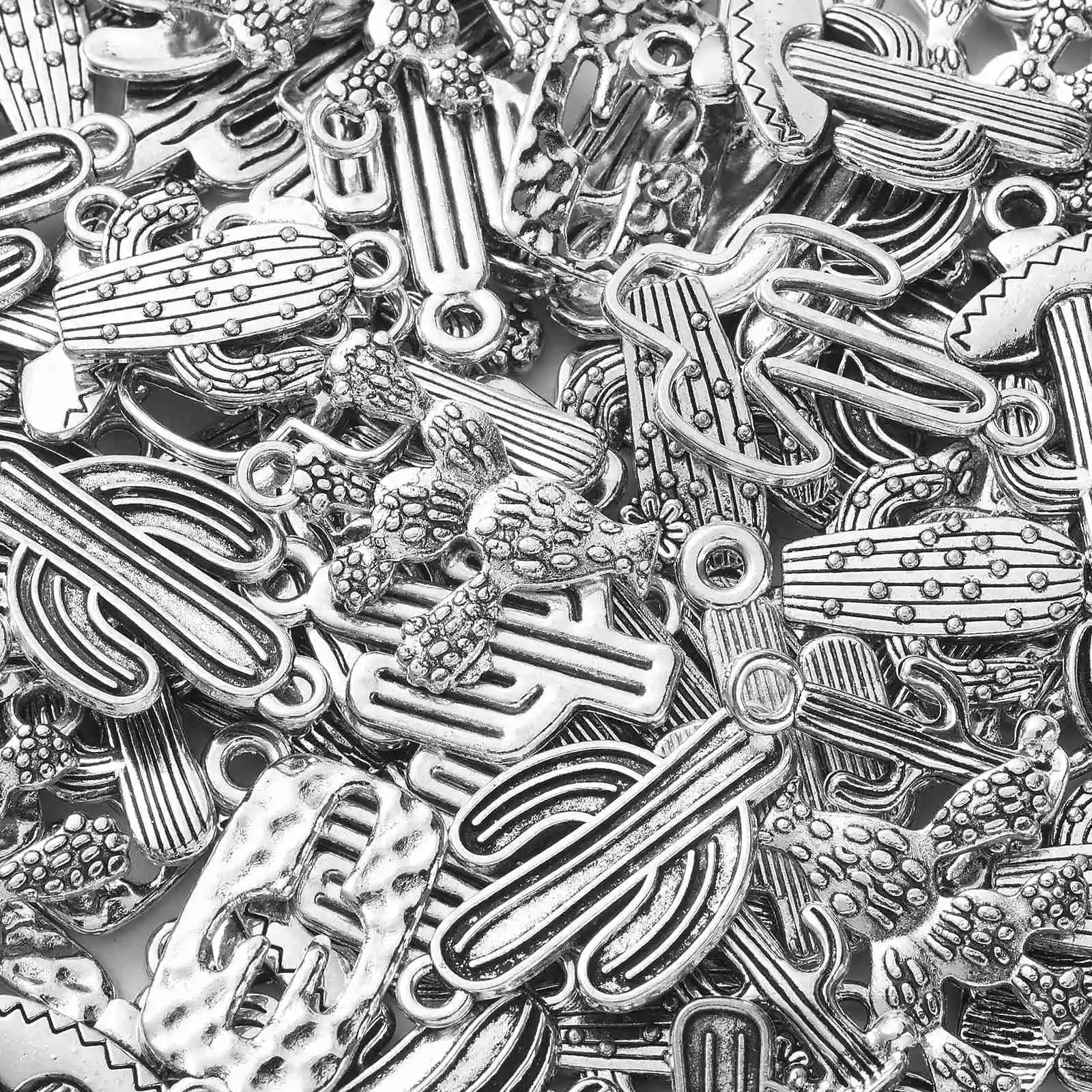 PandaHall 100 Stück 10 Stile Tibetische Tropische Kaktus-Anhänger Sommer Wüstenpflanzen-Charms für Ohrringe Halsketten Armbänder Herstellung – Detail 5