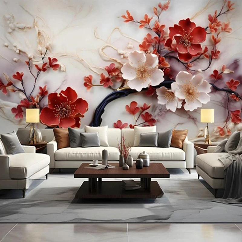 

Chinese Style Custom Any Size Floral Pattern Wallpaper Home Decor Photo Mural Flower Art Painting Living Room Bedroom Background