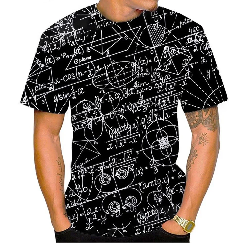 Summer Men Fashion New Mathematical Formula 3D PrintT-Shirt Number Funny Short Sleeve Equation Unisex Kids Hot Sale Casual Top