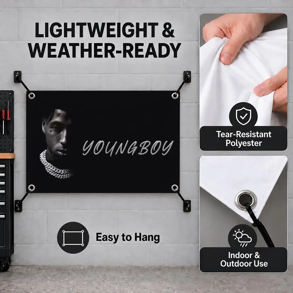 Y-YoungBoy Never Broke Again Flags Interior Wall Hanging Background Art Banner Bedroom Home Living Room Outdoor Party Decor