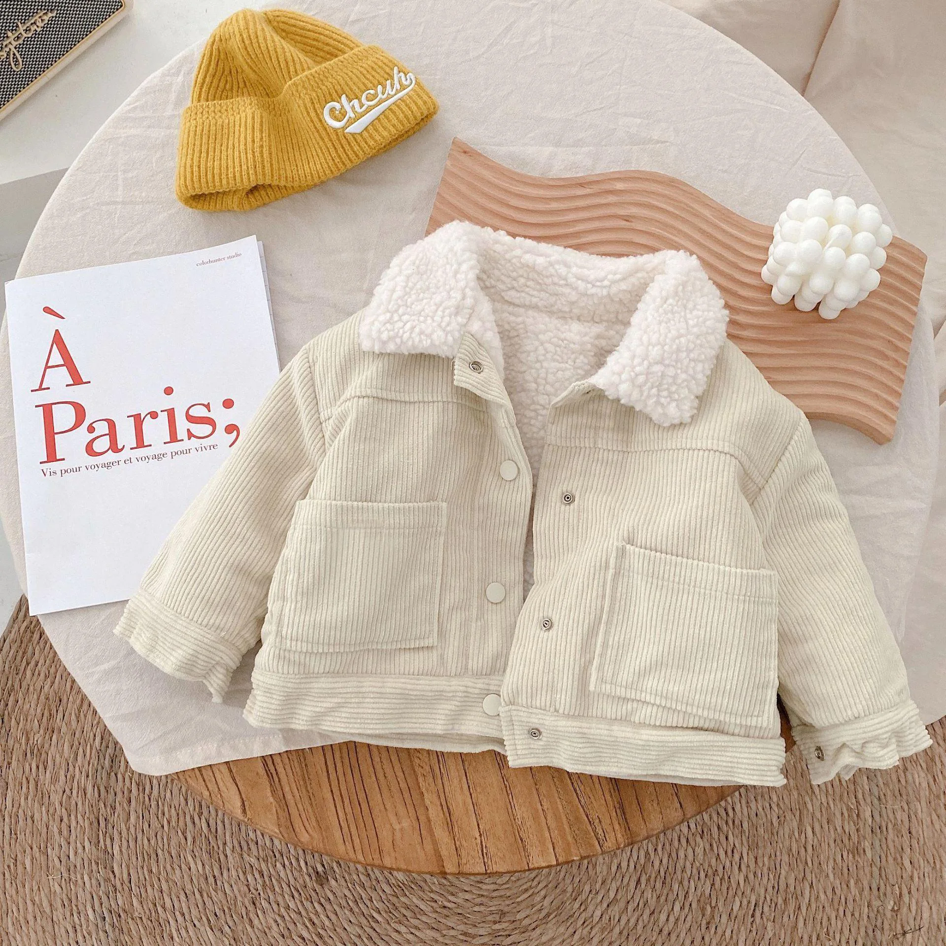 2023 Children Clothing Winter Velvet New Style Children Jacket Korean Version Corduroy Jacket Boys and Girls Warm Children Top