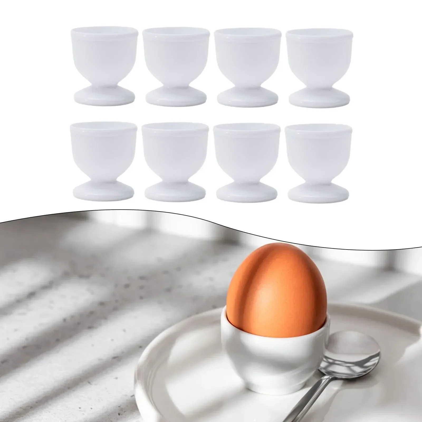 4/8pc White Egg Cup Holder Egg Opener Separator Boiled Eggs Container Kitchen Tool Accessories Kitchen Breakfast Banquet