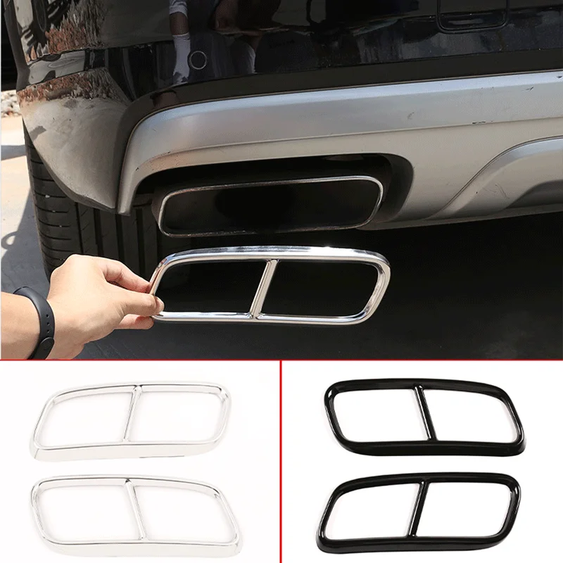 For 2016-2019 Audi Q7 4M stainless steel black car rear exhaust tail pipe cover muffler decoration car exterior accessories