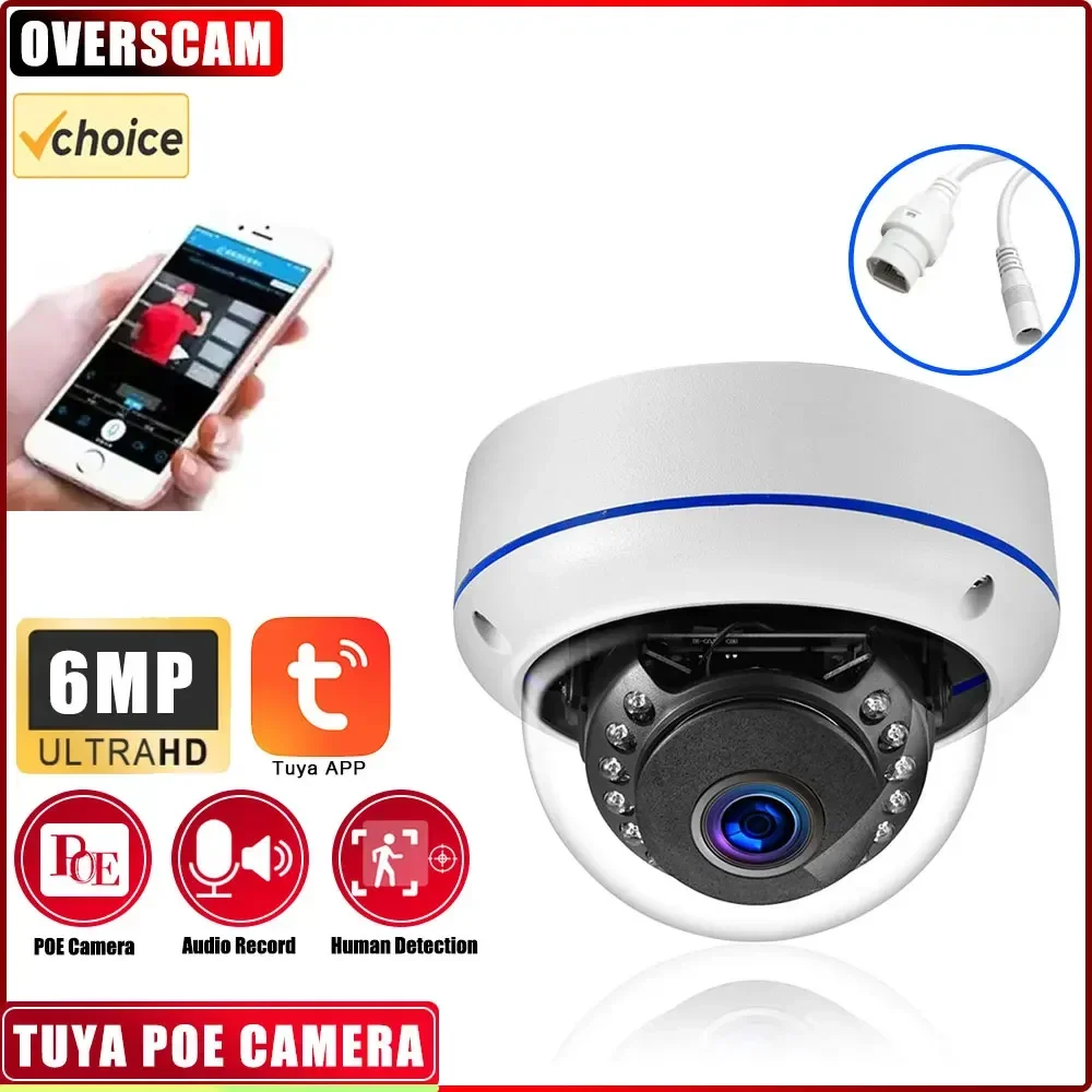 

6MP Explosion-proof POE IP Camera Audio H.265 Dome Home Indoor Outdoor Surveillance Security Camera CCTV Video For 8CH TUYA NVR