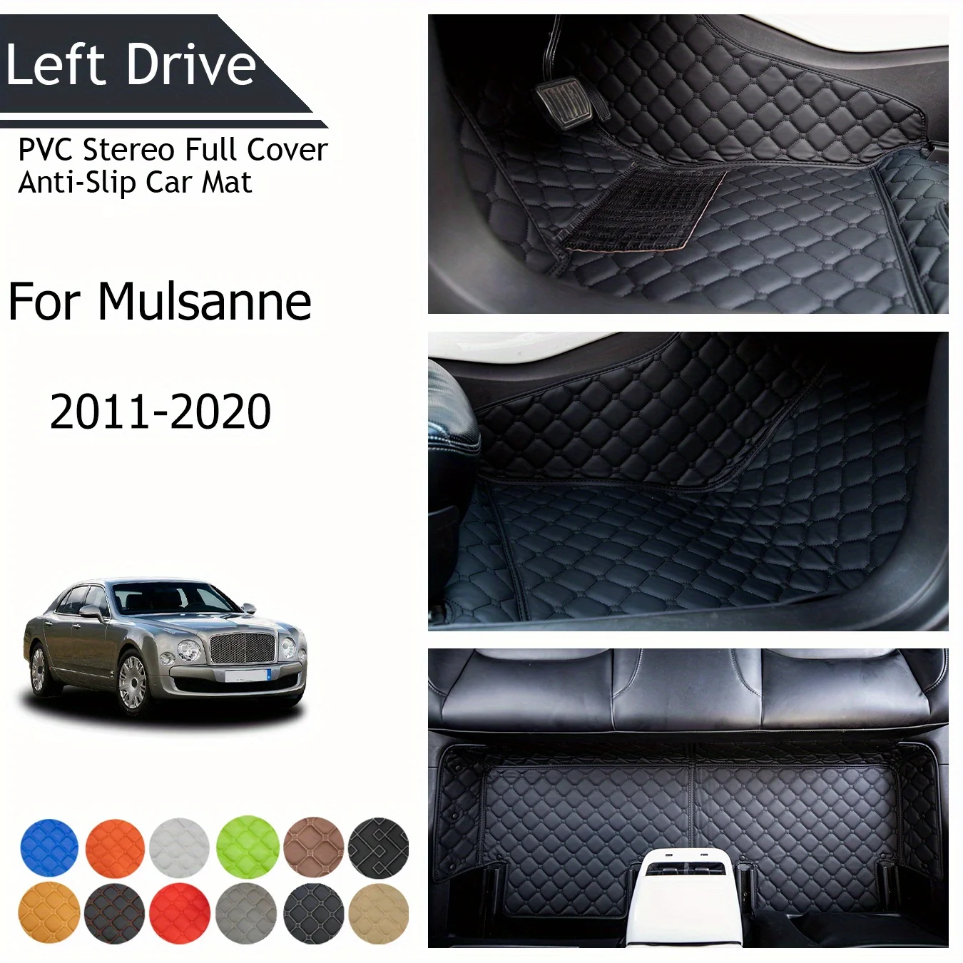 

TEGART 【LHD】For Bentley For Mulsanne 2011-2020 Three Layer PVC Stereo Full Cover Anti-Slip Car Mats Floor Car Accessories