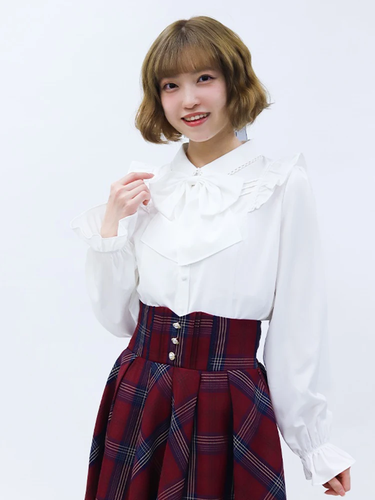 

Cute Sle round Ne Casual irt with Super Large Bow Tie Chest Pin Polyester Fiber Long Sve Breathable Comfortable for ...