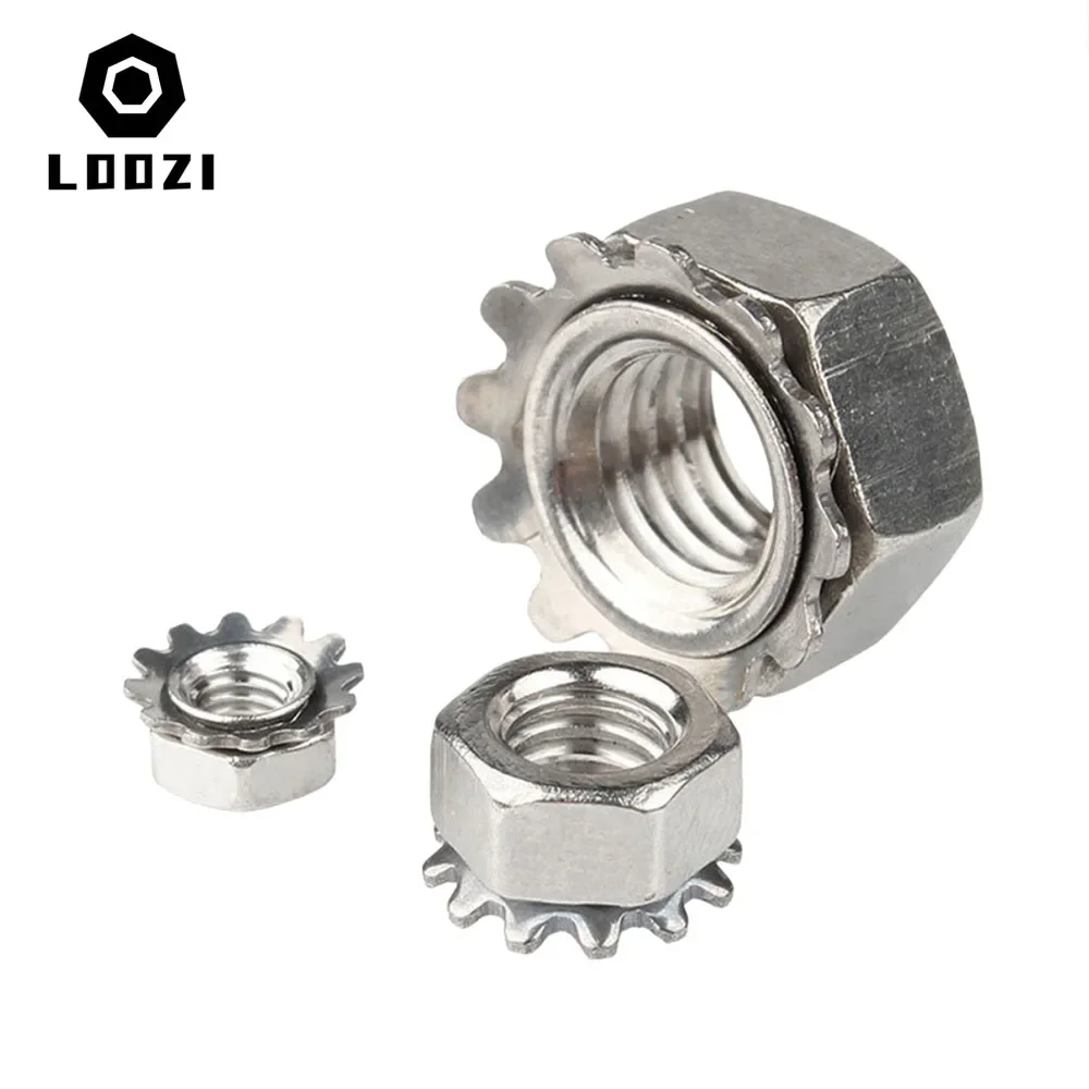 K Lock Nut M3 M4 M5 M6 M8 304 Stainless Steel Kep Multi-Gear Hexagon Nuts Toothed Polydentate Hex K-Lock Nut