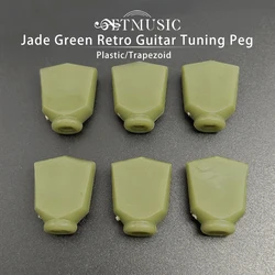 6Pcs Jade Green Retro Trapezoid Plastic Guitar Tuning Peg Tuners Machine Heads Replacement Button knob Handle Cap Tip