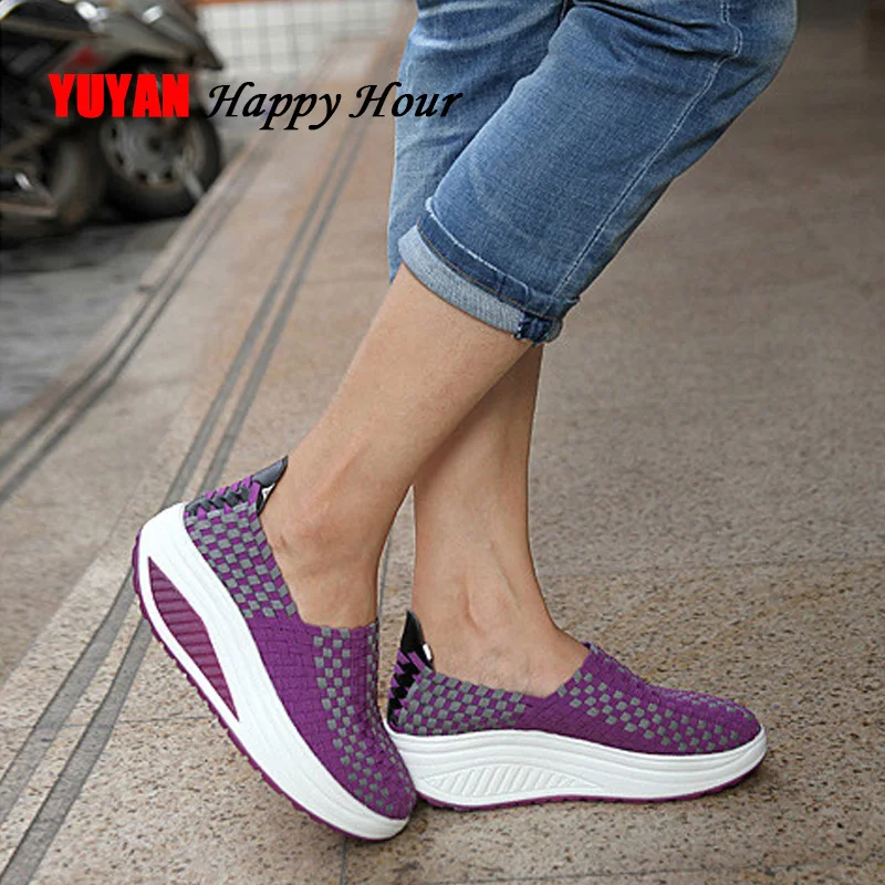 Spring Summer Shoes Women Flat Platform Shoes Ladies Casual Shoes Pink Purple Height Increasing Shoes A741