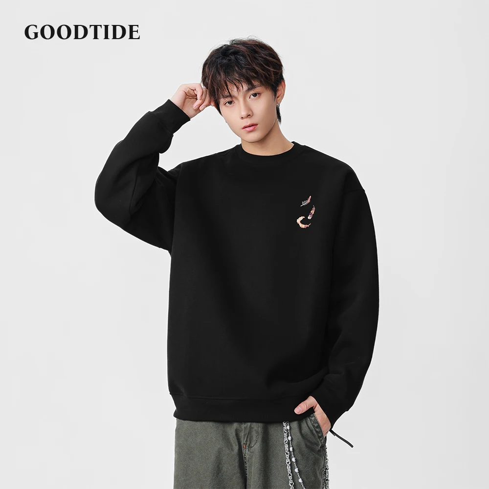 

Fashion Men's Casual Crew Neck Sweatshirt 2025 Winter New Abstract Pattern Print Comfortable Soft Long Sleeve Pullover Top