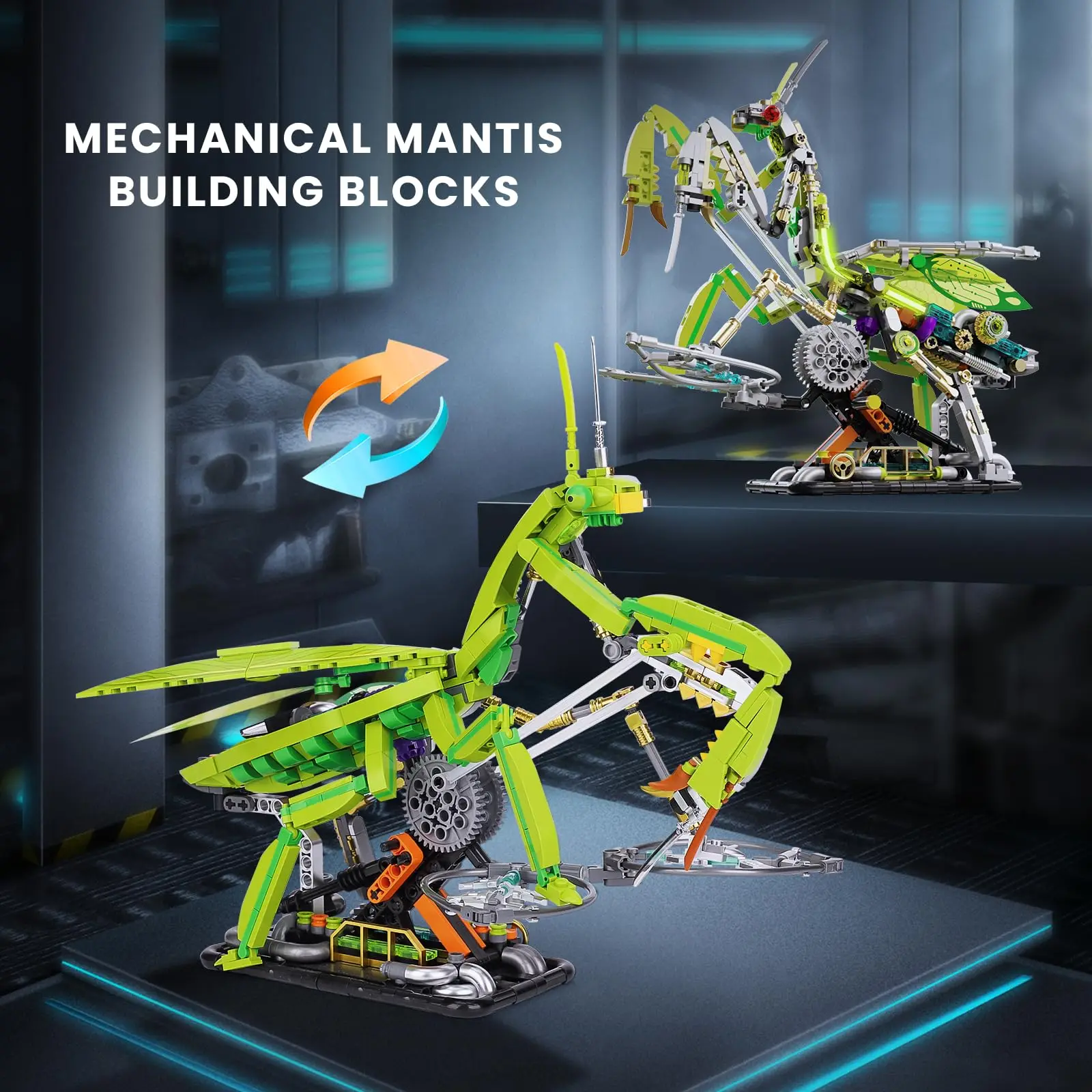 999PCS Ideas Mantis Insect Collection Building Sets Mechanical Bug Display Model with Lighting Creative Boys Building Toys Gifts