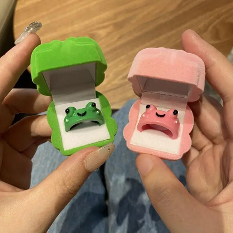 Cute Cartoon Frog Shaped Couple Rings - Valentine's Day Accessory For Best Friends Animal Themed Ring Set Gift Ideas