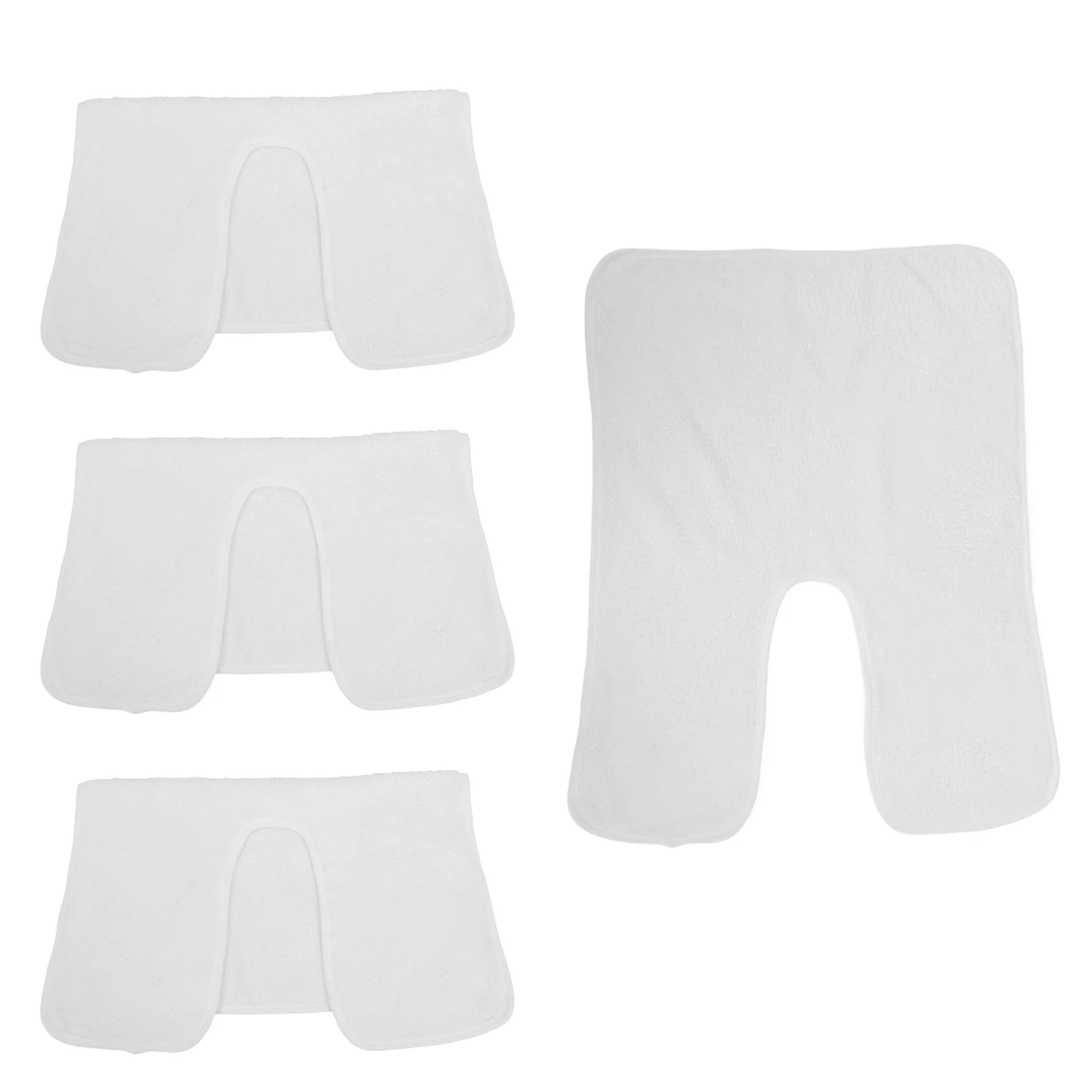 

4pcs Forked Design Coral Fleece Facial Cleansing Towels U Shaped Esthetician Bibs White Quick Dry
